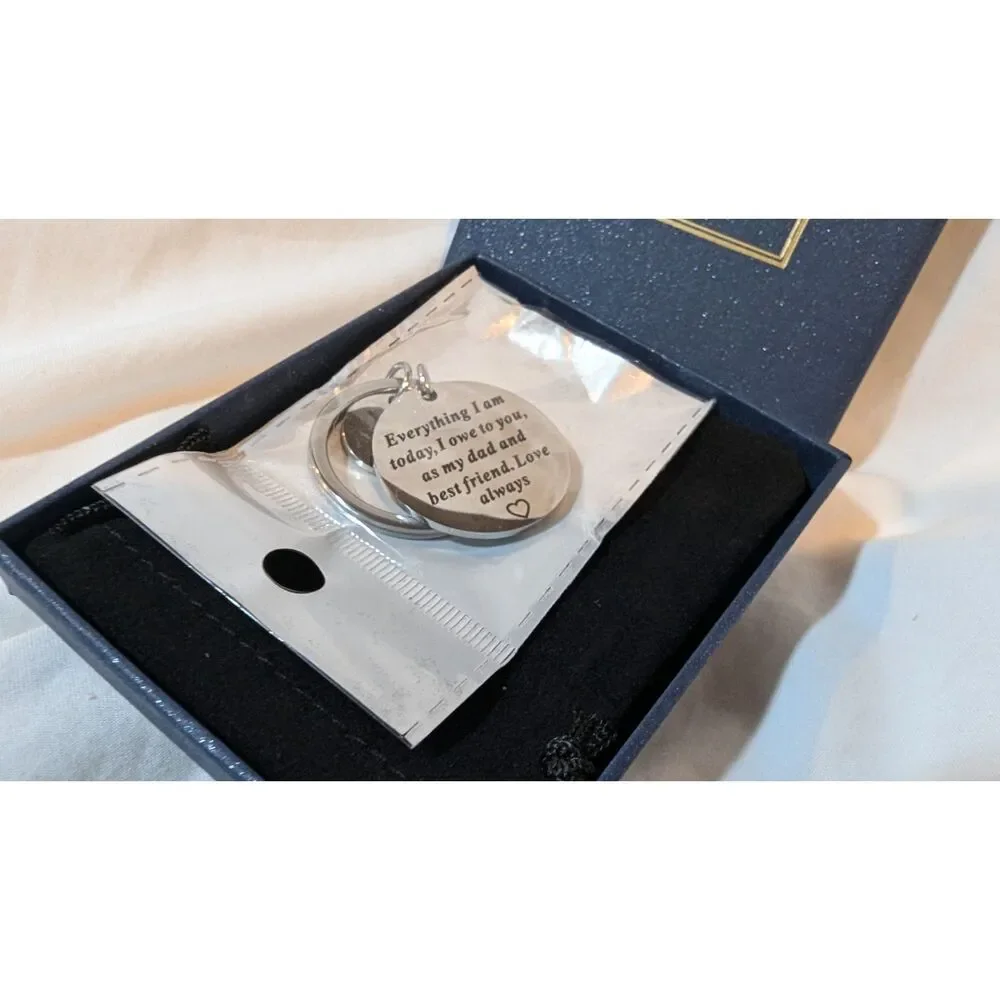 Dad Keychain Gift – “Everything I Am I Owe to You” – Father Present